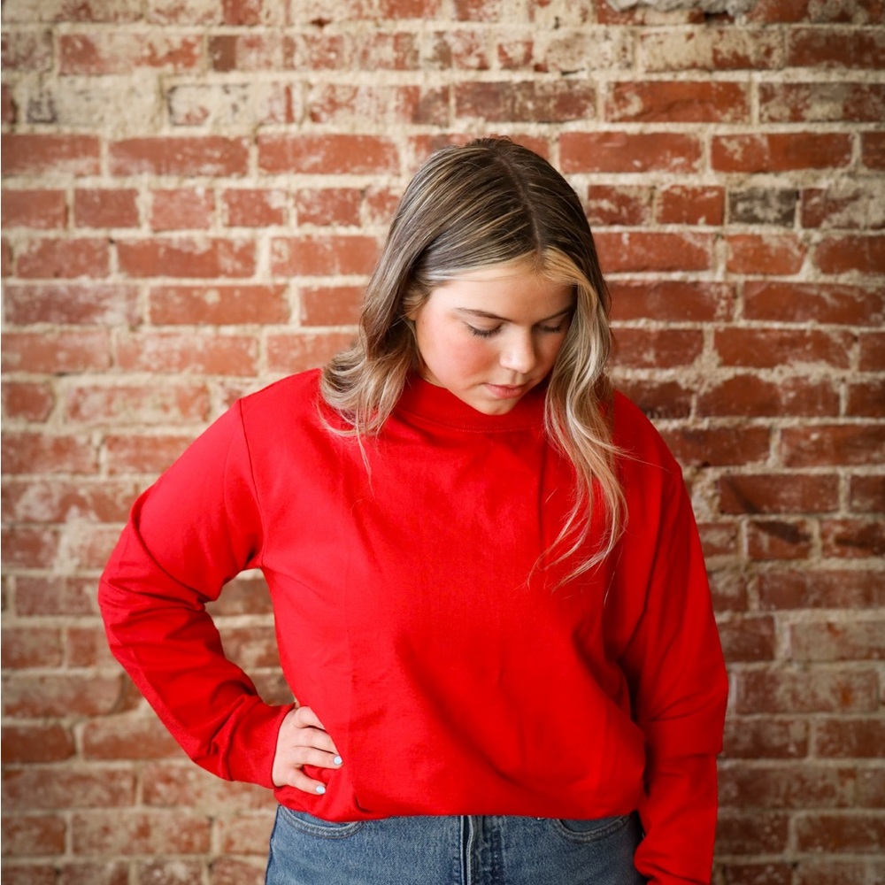 Women's Red mockneck Pullover